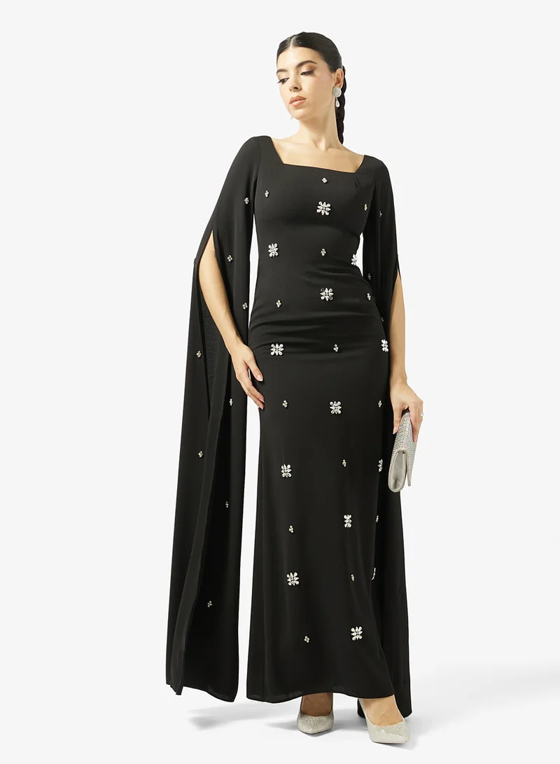 Akadia Fashion  FLARE OPEN SLEEVES CRYSTAL CREPE for Women | Best Price UAE